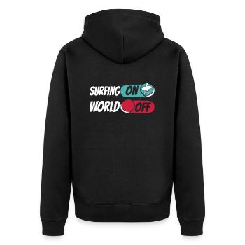 Surfer Surfen Surfer sur World Off - Veste à capuche bio Premium Unisexe - noir - Dos - Nico (187cm)