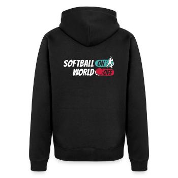Softball Softball On World Off - Veste à capuche bio Premium Unisexe - noir - Dos - Nico (187cm)