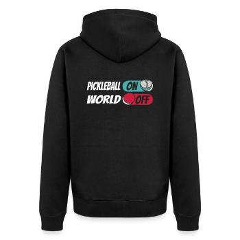 Pickleball Pickleball On World Off - Unisex Premium Organic Zip Hoodie - black - Back - Nico (187cm)