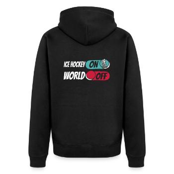 Eishockey Ice Hockey On World Off - Unisex Premium Organic Zip Hoodie - black - Back - Nico (187cm)