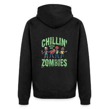 Zombie - Unisex Premium Bio Zip Hoodie - Schwarz - Hinten - Nico (187cm)