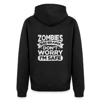 Zombie - Unisex Premium Bio Zip Hoodie - Schwarz - Hinten - Nico (187cm)