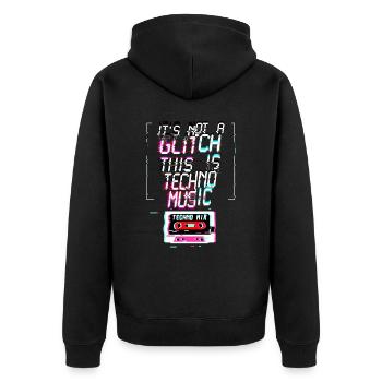 Backprint: Hardcore-Rave Musik 90er EDM DJ Rave - Unisex Premium Bio Zip Hoodie - Schwarz - Hinten - Nico (187cm)