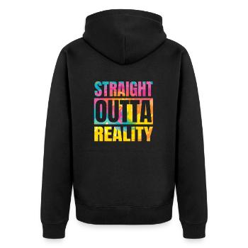 Reality Hardcore-Rave House-Music Raver EDM DJ - Unisex Premium Bio Zip Hoodie - Schwarz - Hinten - Nico (187cm)