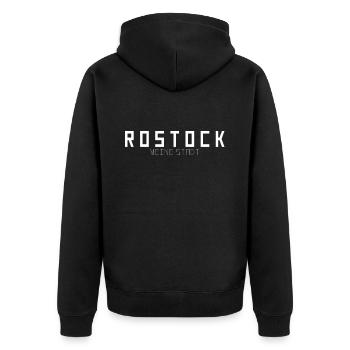 Rostock Ma ville - Veste à capuche bio Premium Unisexe - noir - Dos - Nico (187cm)