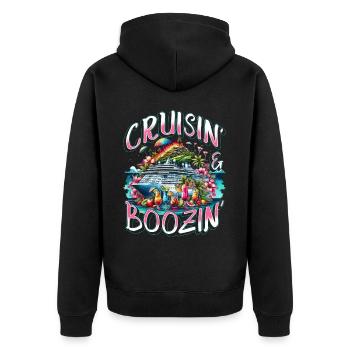 Kreuzfahrt Kreuzfahrer Cruisin & Boozin - Unisex Premium Bio Zip Hoodie - Schwarz - Hinten - Nico (187cm)