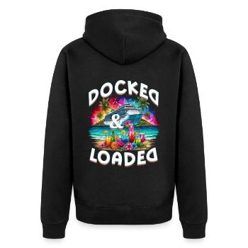 Kreuzfahrt Kreuzfahrer Docked & Loaded - Unisex Premium Bio Zip Hoodie - Schwarz - Hinten - Nico (187cm)