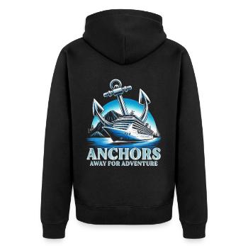 Cruise Cruisers Anchors Away For Adventure - Unisex Premium Organic Zip Hoodie - black - Back - Nico (187cm)