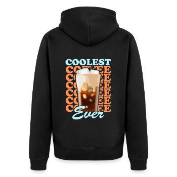 Eiskaffee Iced Coffee Kaffeeliebhaber Geschenk - Unisex Premium Bio Zip Hoodie - Schwarz - Hinten - Nico (187cm)
