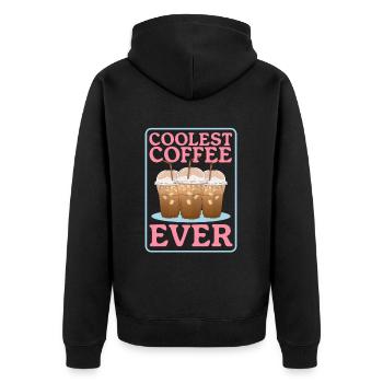 Eiskaffee Kaffeeliebhaber Iced Coffee Geschenk - Unisex Premium Bio Zip Hoodie - Schwarz - Hinten - Nico (187cm)