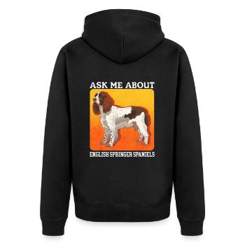 English Springer Spaniel Dog Owner Gift - Unisex Premium Organic Zip Hoodie - black - Back - Nico (187cm)