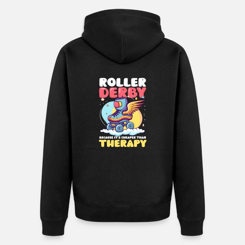 Roller Derby Cheaper Therapy - Unisex Premium Organic Zip Hoodie - black