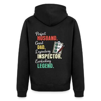 Inspector Dad - Unisex Premium Organic Zip Hoodie - black - Back - Nico (187cm)