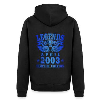 Les légendes sont nées en avril 2003 Anniversaire - Veste à capuche bio Premium Unisexe - noir - Dos - Nico (187cm)
