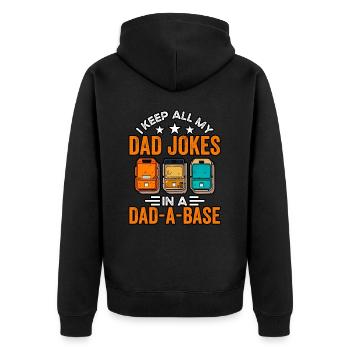 Je garde toutes les blagues de mon père dans un père une base - Veste à capuche bio Premium Unisexe - noir - Dos - Nico (187cm)