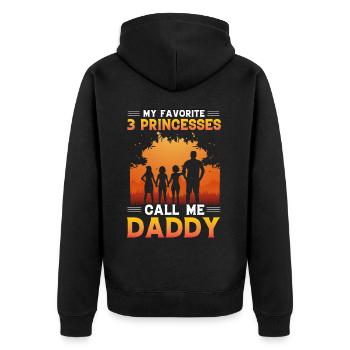 Meine 3 Lieblingsprinzessinnen nennen mich Papa - Unisex Premium Bio Zip Hoodie - Schwarz - Hinten - Nico (187cm)