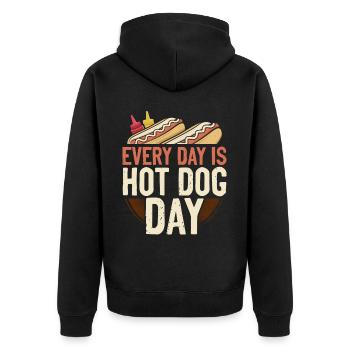 Hot Dog Adult Every Day Is Hot Dog - Unisex Premium Organic Zip Hoodie - black - Back - Nico (187cm)