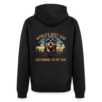 Welt Bester Hundepapa Rottweiler Lustige Motive - Unisex Premium Bio Zip Hoodie - Schwarz - Hinten - Nico (187cm)