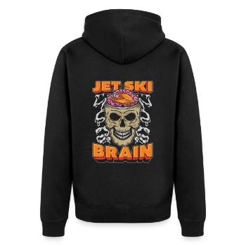 Jet Ski Schädel Jet Ski Brain - Unisex Premium Bio Zip Hoodie - Schwarz - Hinten - Nico (187cm)