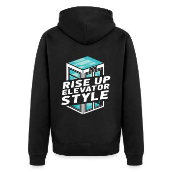 Elevator Elevator - Unisex Premium Organic Zip Hoodie - black - Back - Nico (187cm)