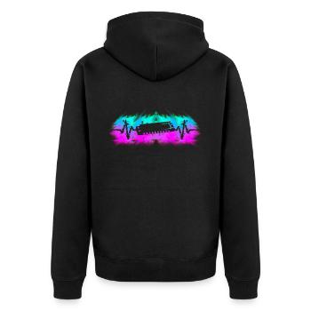 Harmonica player musician heartbeat - Unisex Premium Organic Zip Hoodie - black - Back - Nico (187cm)