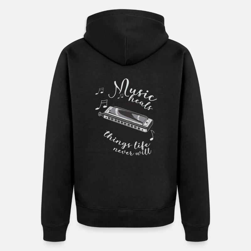 Harmoniciste Musicien Harmonica - Veste à capuche bio Premium Unisexe - noir