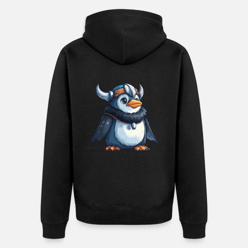 Pingouin Viking Kawaii Pingouin mignon - Veste à capuche bio Premium Unisexe - noir