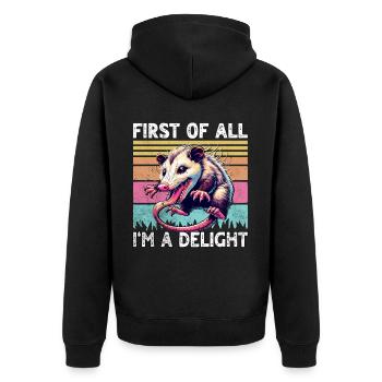Opossum - Unisex Premium Bio Zip Hoodie - Schwarz - Hinten - Nico (187cm)