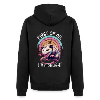 Opossum - Unisex Premium Organic Zip Hoodie - black - Back - Nico (187cm)