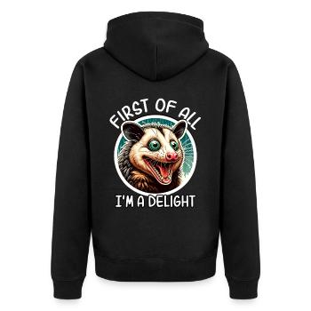 Opossum - Unisex Premium Bio Zip Hoodie - Schwarz - Hinten - Nico (187cm)