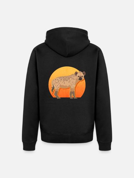Hyäne Hyänen Tüpfelhyäne Geschenk - Unisex Premium Bio Zip Hoodie - Schwarz