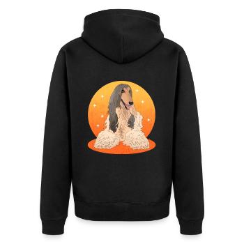 Afghan Greyhound Dog Dog Owner Gift - Unisex Premium Organic Zip Hoodie - black - Back - Nico (187cm)