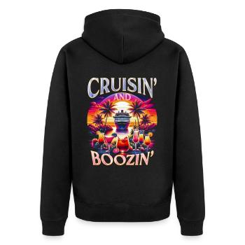 Kreuzfahrt Kreuzfahrer Cruisin & Boozin - Unisex Premium Bio Zip Hoodie - Schwarz - Hinten - Nico (187cm)