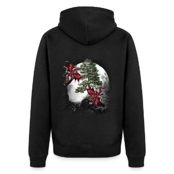 Drache Drachen Fabel Mittelalter Märchen Myth - Unisex Premium Bio Zip Hoodie - Schwarz - Hinten - Nico (187cm)