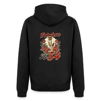 54th Birthday Fabulous at 54 - Unisex Premium Organic Zip Hoodie - black - Back - Nico (187cm)