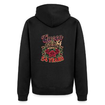 54th Birthday Queen of 54 Years - Unisex Premium Organic Zip Hoodie - black - Back - Nico (187cm)