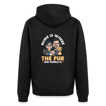 Vet Mom Home ist der Ort, an dem das Fell und die Familie sind - Unisex Premium Bio Zip Hoodie - Schwarz - Hinten - Nico (187cm)