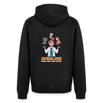 Tierarztmutter jongliert mit Pfoten, Kindern und Kaffee - Unisex Premium Bio Zip Hoodie - Schwarz - Hinten - Nico (187cm)