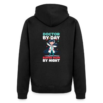 Maman vétérinaire médecin le jour, super maman la nuit - Veste à capuche bio Premium Unisexe - noir - Dos - Nico (187cm)