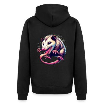 Opossum - Unisex Premium Organic Zip Hoodie - black - Back - Nico (187cm)