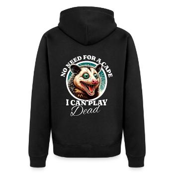Opossum - Unisex Premium Bio Zip Hoodie - Schwarz - Hinten - Nico (187cm)