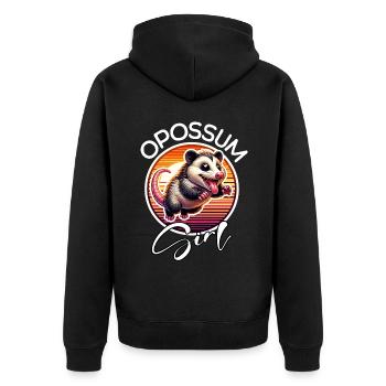 Opossum Girl - Unisex Premium Bio Zip Hoodie - Schwarz - Hinten - Nico (187cm)