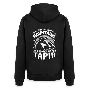 Bergtapir Tier Zoowärter Tapir Liebhaber - Unisex Premium Bio Zip Hoodie - Schwarz - Hinten - Nico (187cm)