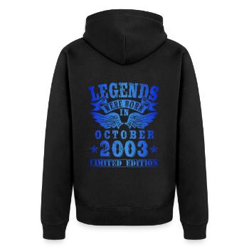 Legends est né en octobre 2003 Anniversaire - Veste à capuche bio Premium Unisexe - noir - Dos - Nico (187cm)