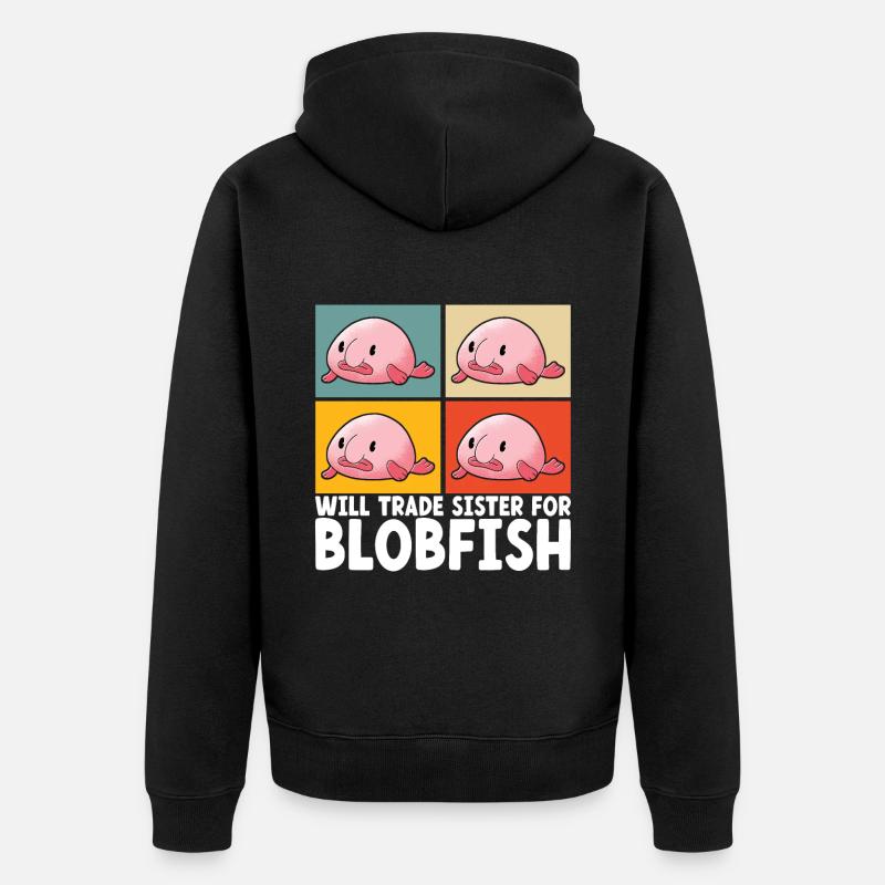 Poisson blob mignon poisson laid - Veste à capuche bio Premium Unisexe - noir