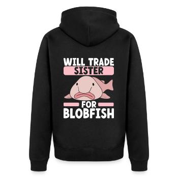 Poisson blob mignon poisson laid - Veste à capuche bio Premium Unisexe - noir - Dos - Nico (187cm)