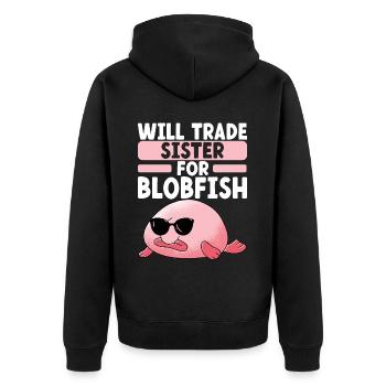 Poisson blob mignon poisson laid - Veste à capuche bio Premium Unisexe - noir - Dos - Nico (187cm)
