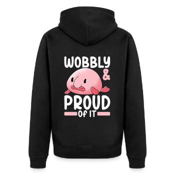 Süßer Blobfisch Hässlicher Fisch - Unisex Premium Bio Zip Hoodie - Schwarz - Hinten - Nico (187cm)