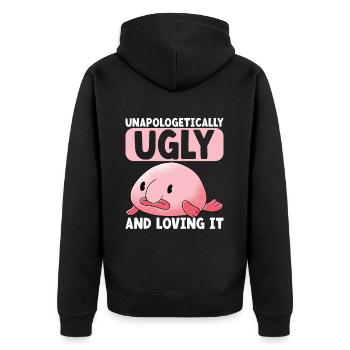 Poisson blob mignon poisson laid - Veste à capuche bio Premium Unisexe - noir - Dos - Nico (187cm)