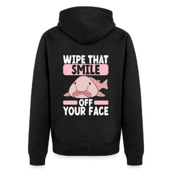 Süßer Blobfisch Hässlicher Fisch - Unisex Premium Bio Zip Hoodie - Schwarz - Hinten - Nico (187cm)
